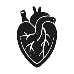Minimalist Black Heart Silhouette Realistic Icon on a Transparent Background for vector Design
