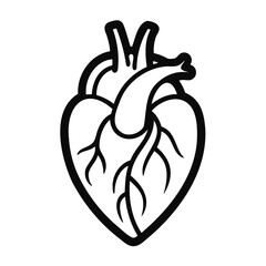 Minimalist Black Heart Silhouette Realistic Icon on a Transparent Background for vector Design