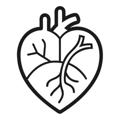 Realistic Heart Icon Black Silhouette Isolated for Easy Graphic Design Projects