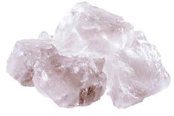 Fototapeta premium Clear crystalline salt chunks on a white background