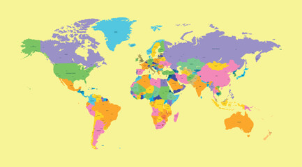 A brightly designed infographic of the world map