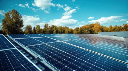 Solar Panels Installed on a School Rooftop High Fidelity