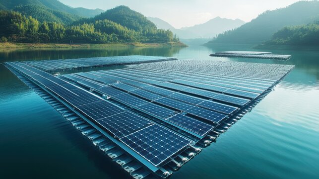 Floating Solar Panels on a Large Reservoir High Fidelity vx