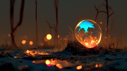 Mystical Crystal Sphere  Fantasy  Magic  Glow  Night  Darkness  Sci Fi