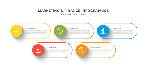 5 steps infographic design template with thin icons
