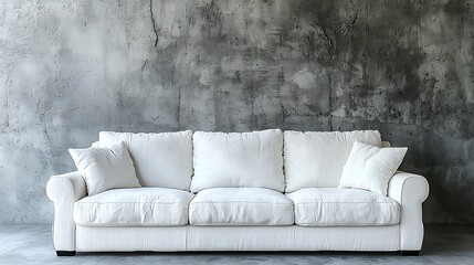 White Sofa Against Gray Textured Wall