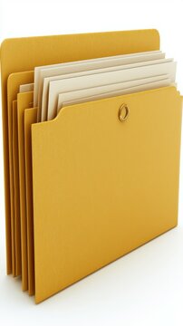 Yellow folder with multiple file inserts arranged in an organized manner for effective document management and office use showcasing a clean and modern design aesthetic.