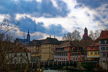 Obraz premium A wonderful day in the city of Bamberg in rainy weather.