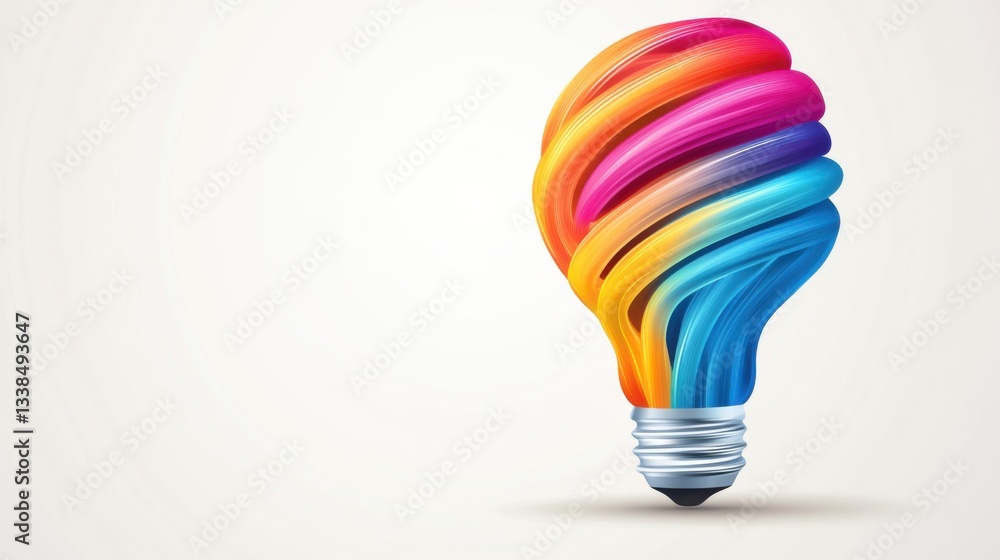 Poster vibrant colorful light bulb design with swirling patterns and bright hues on a soft background