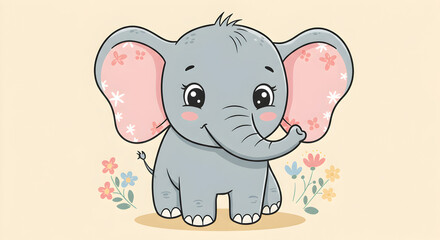 Naklejka premium Cute Baby Elephant Illustration | Animal Clipart