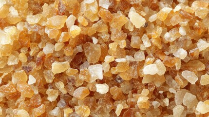 Brown and white sugar crystals closeup view