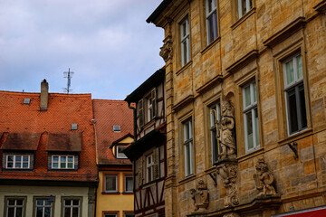 A wonderful day in the city of Bamberg in rainy weather.