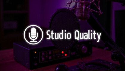Studio equipment with microphone in modern recording setup
