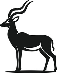 Antelope standing still head held high silhouette vector