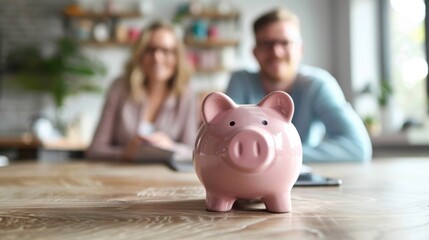 Couple in discussion about budget planning for future family finance at home