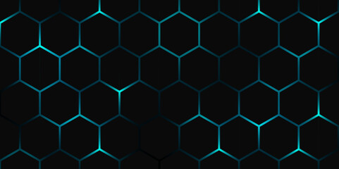 Abstract Digital Honeycomb Texture with Light Effects. Cybernetic Sci-Fi Hexagonal Mesh Background. Vector. Hexagon. 