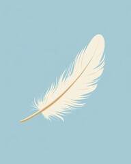 Soft White Feather on a Blue Background for Creative Projects