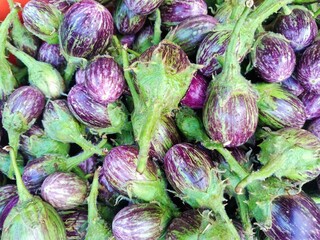 Brinjal selling in market brinjal background 