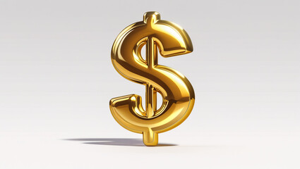 Obraz premium Golden dollar sign symbol on light background, representing wealth, finance, money, currency, investment, banking economy, business and prosperity. 3d rendering