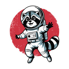 Raccoon astronaut with Helmet Space vector design and t-shirt design
