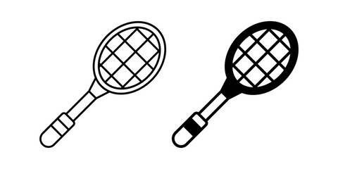 Badminton Icon – Line and Glyph Sports Symbol