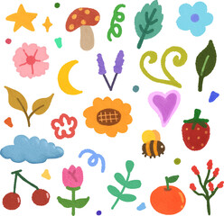 clip art cute watercolor illustration of children hand drawn doodles and sketch, daycare and nursery wallpaper