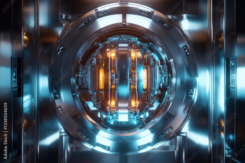 Poster advanced energy reactor working within a futuristic laboratory environment