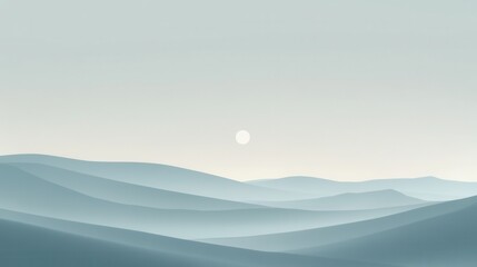 Fototapeta premium Serene Minimalist Landscape: Misty Mountains Under a Pale Sky