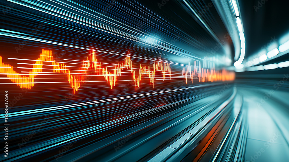 Aufkleber visualizing sound waves in motion a dynamic abstract representation digital art futuristic environme