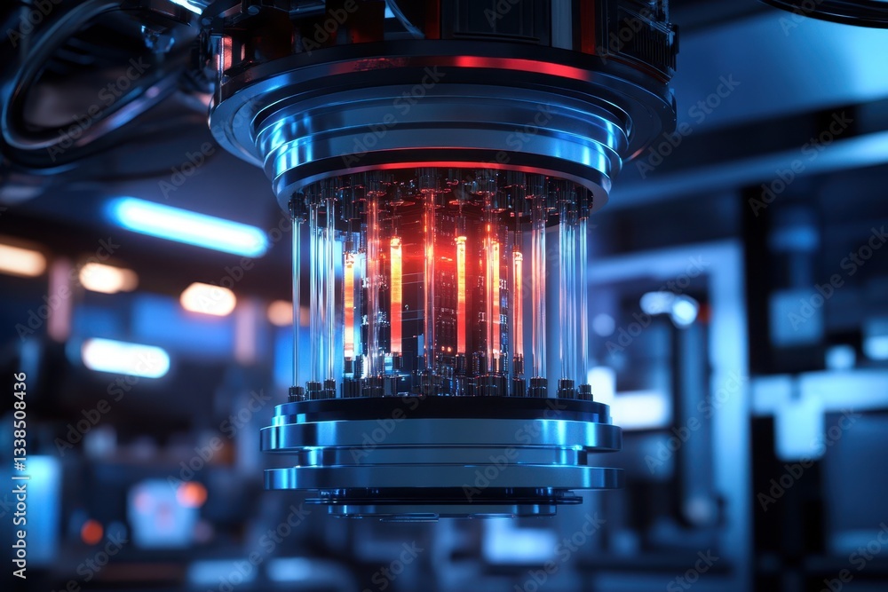 Poster advanced quantum computer core in a modern research laboratory environment