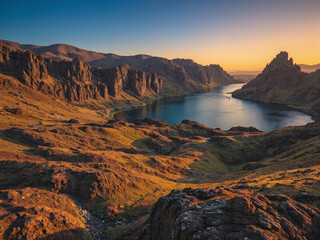 Fototapeta premium mountain lake in the morning