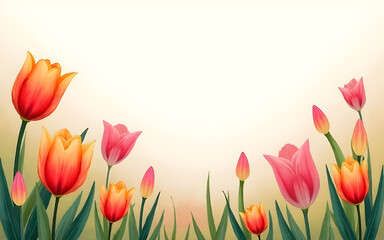 Fototapeta premium Colorful tulips creating a beautiful spring background