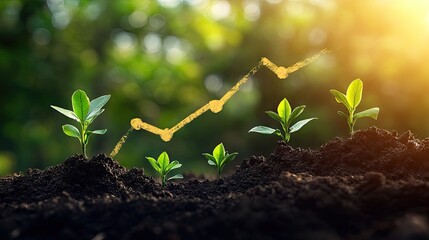 Fototapeta premium A concept image of the global fertilizer market growth chart with rising trends