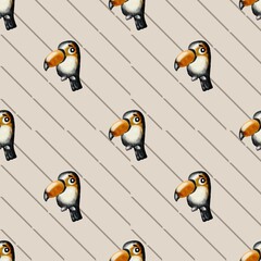 Colorful toucan watercolor pattern for textile and wrapping designs