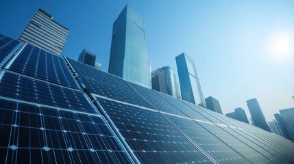 Solar Panel Installation on Modern High-Rise Building