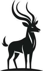 Antelope standing proudly with antlers extended silhouette vector