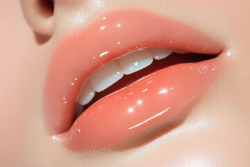 Glossy lips and teeth