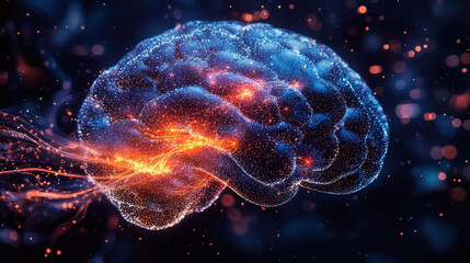 Fototapeta premium Transparent digital brain showcasing interconnected ethical guidelines to represent AI decisions on fairness and clarity