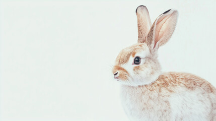 Fototapeta premium Delicate pastel watercolor rabbit illustration on white background