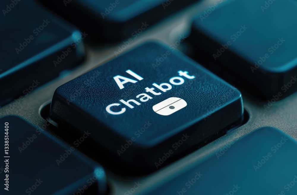 Aufkleber ai chatbot button on modern dark keyboard closeup technology image