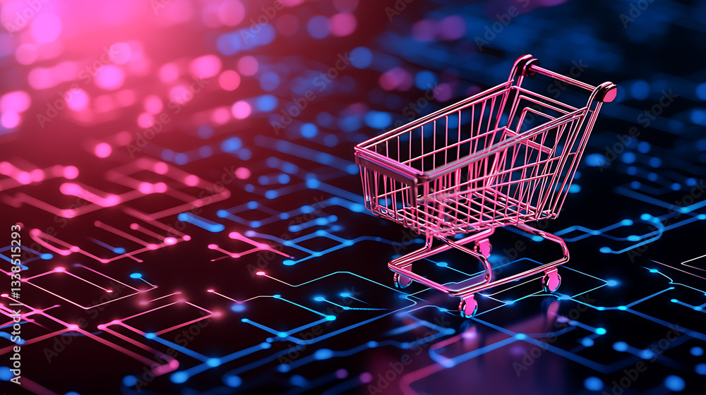 Poster digital shopping experience e-commerce platform graphic design virtual environment abstract view mod