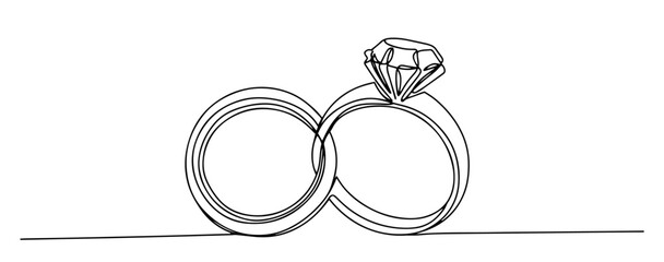 engagement ring with diamond and wedding band one line design