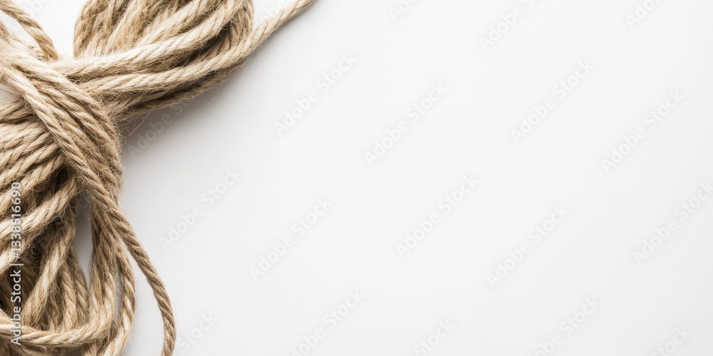 Poster coiled rope abstract: a close-up shot captures the intricate texture of a tightly coiled rope, its n