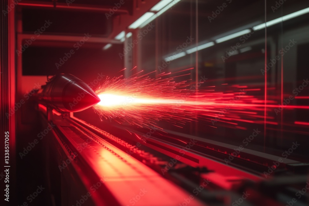 Poster high-speed experiment showcasing a futuristic propulsion system in a controlled lab environment duri