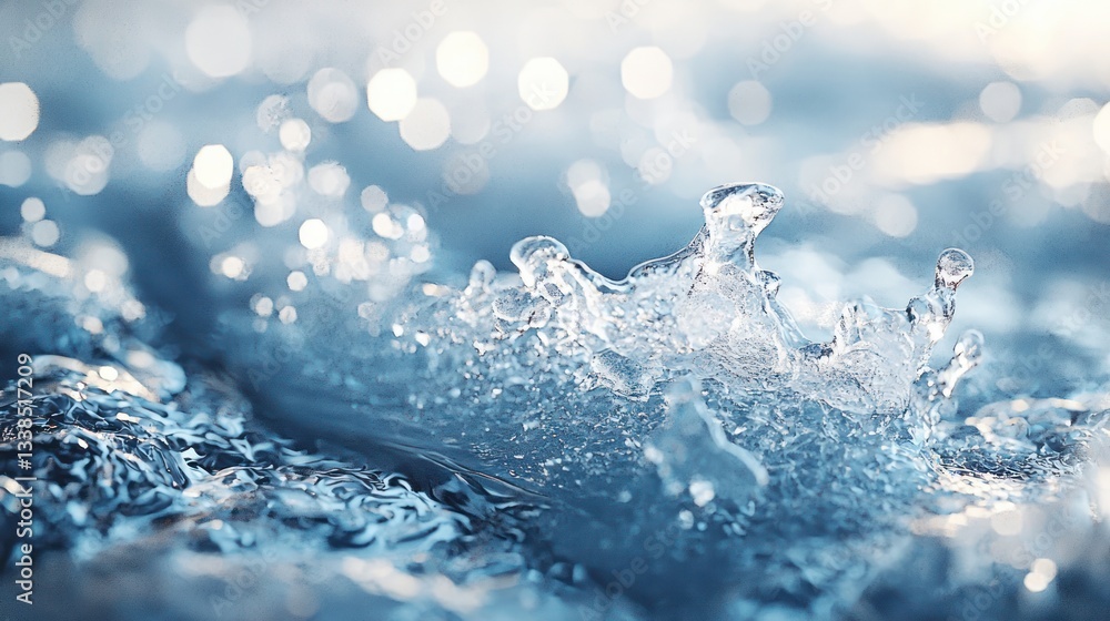 Poster clear water splashing upwards creating an interesting abstract display