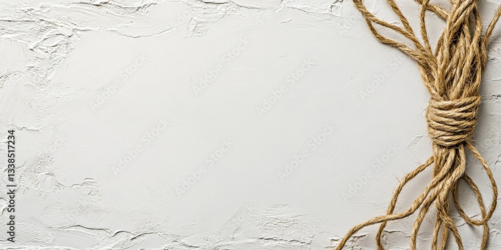 Aufkleber rustic twine on textured canvas: a natural-toned twine coiled on a rough canvas, creating a simple c