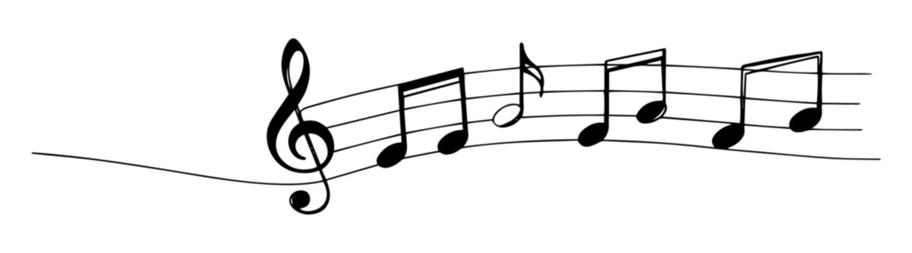 recommend clip art: musical staff with treble clef and notes in minimalist music line art