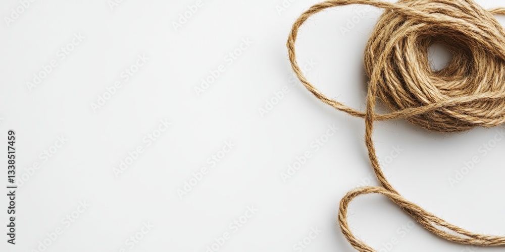 Poster coiled twine: a close-up shot showcases a neatly coiled natural twine, presenting a rustic yet funct