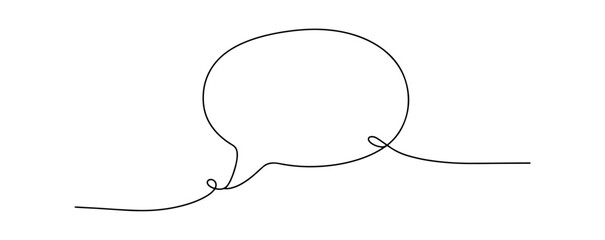 simple empty speech bubble icon in one line minimalist drawing