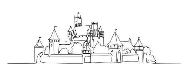 Naklejka premium medieval castle line art